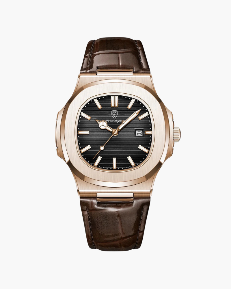 LISBOA — Leather Watch – Black