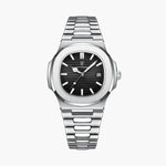 VALROX GENEVE men's steel dress watch with a black dial