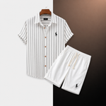Relaxed Fit Striped Shirt & Shorts Set