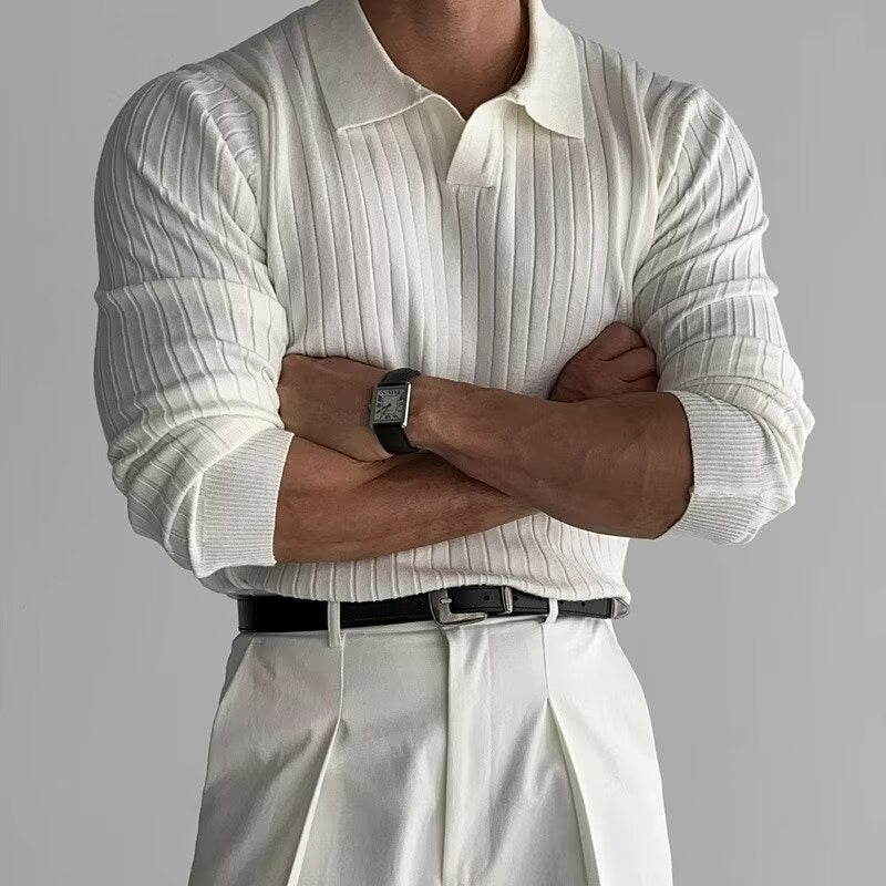 SUWON Long-Sleeve V-Neck Polo
