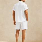 Men's white summer two-piece set - back view fit